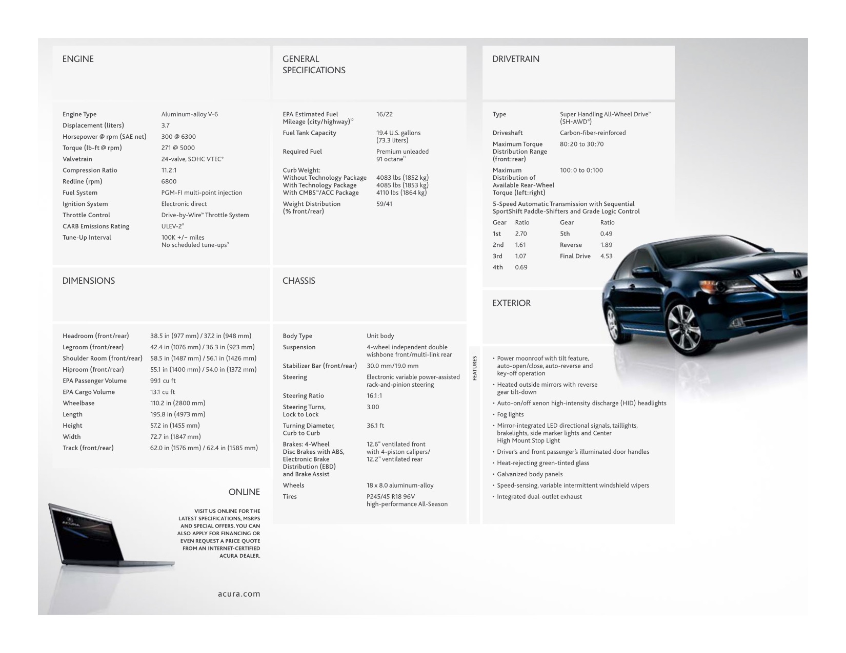 2010 Acura RL Brochure Page 1
